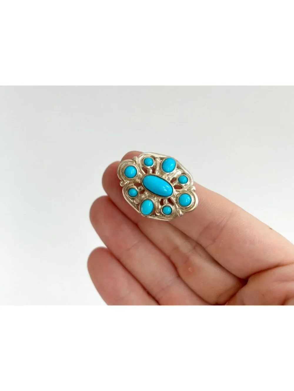 Southwest Style Sleeping Beauty Turquoise Sterling Silver 925 Vintage Ring sz 9